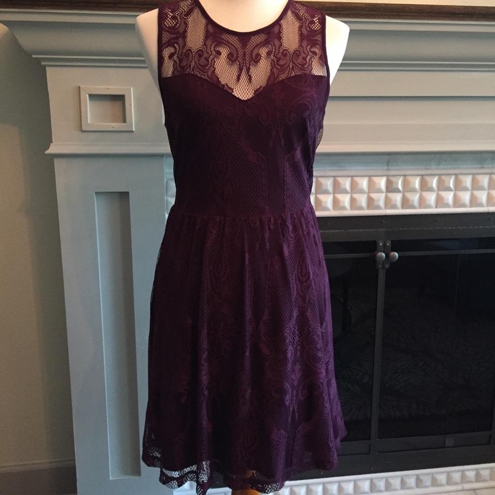 Express Plum Lace Sleeveless Dress